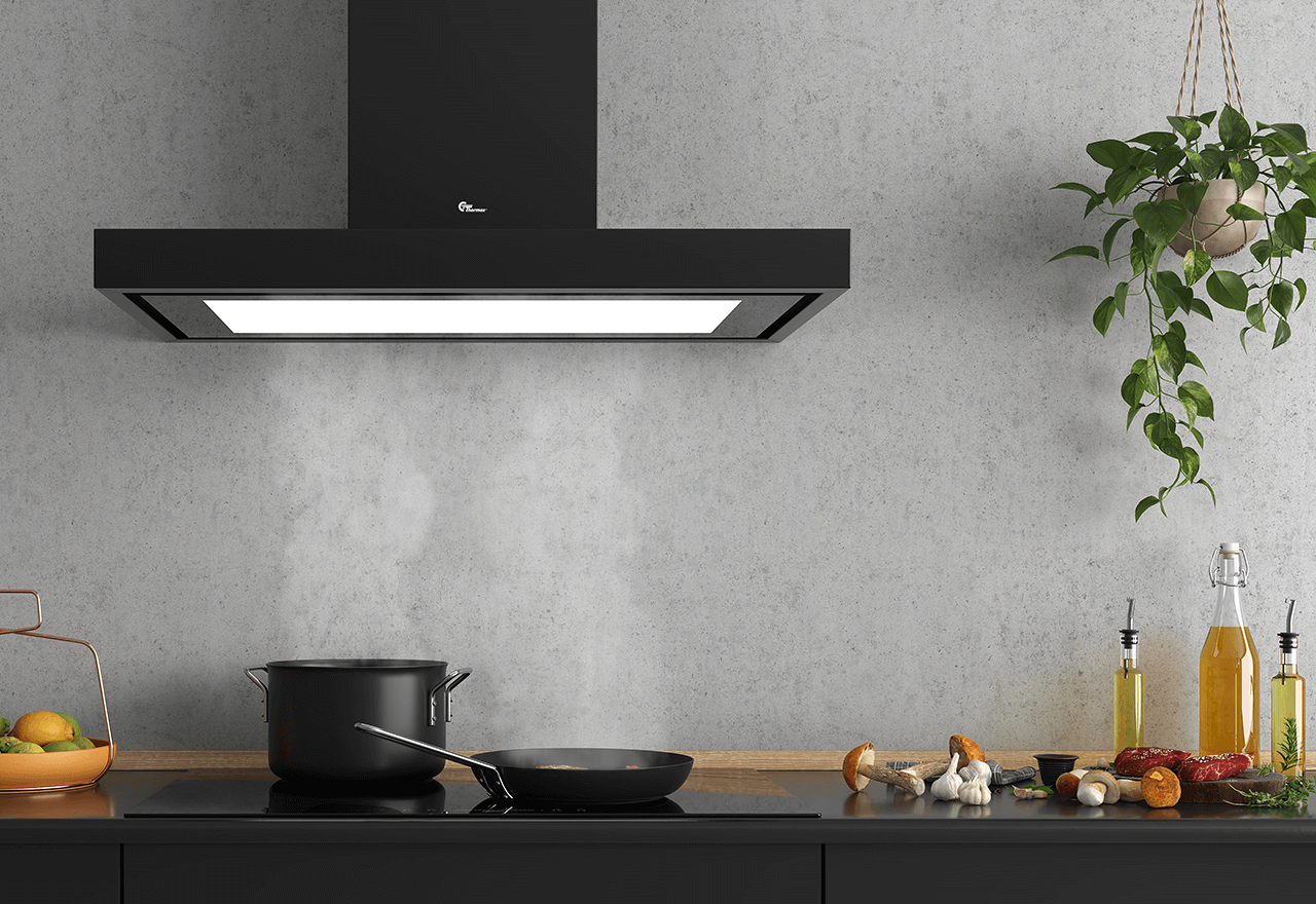 Harwich Lux - 90 cm, Væg, sort m/motor